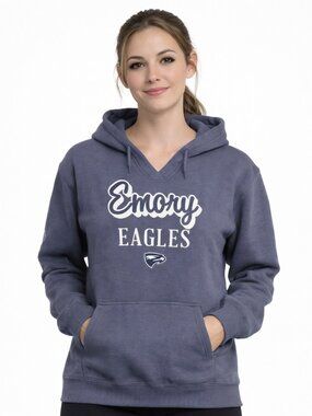 Vintage Emory Eagles Hoodie Red Shirt Unisex Small Blue Pullover Drawstring